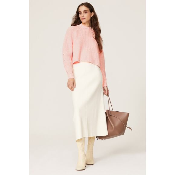 Club Monaco Sweaters - Club Monaco Pink Ribbed Knit Boxy Mock Neck Long Sleeve Pullover Sweater